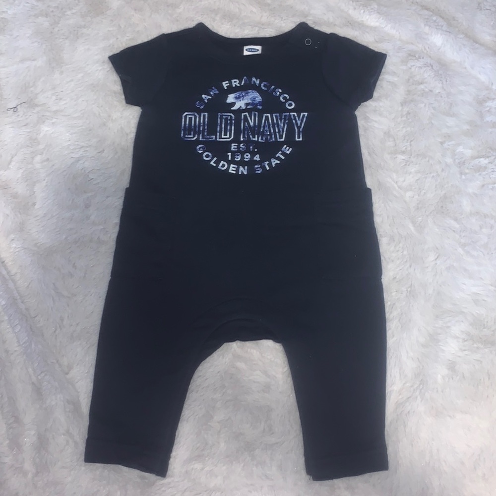 (2 for $10) Old navy blue navy 3/6 month baby boy clothing sleeper onesie